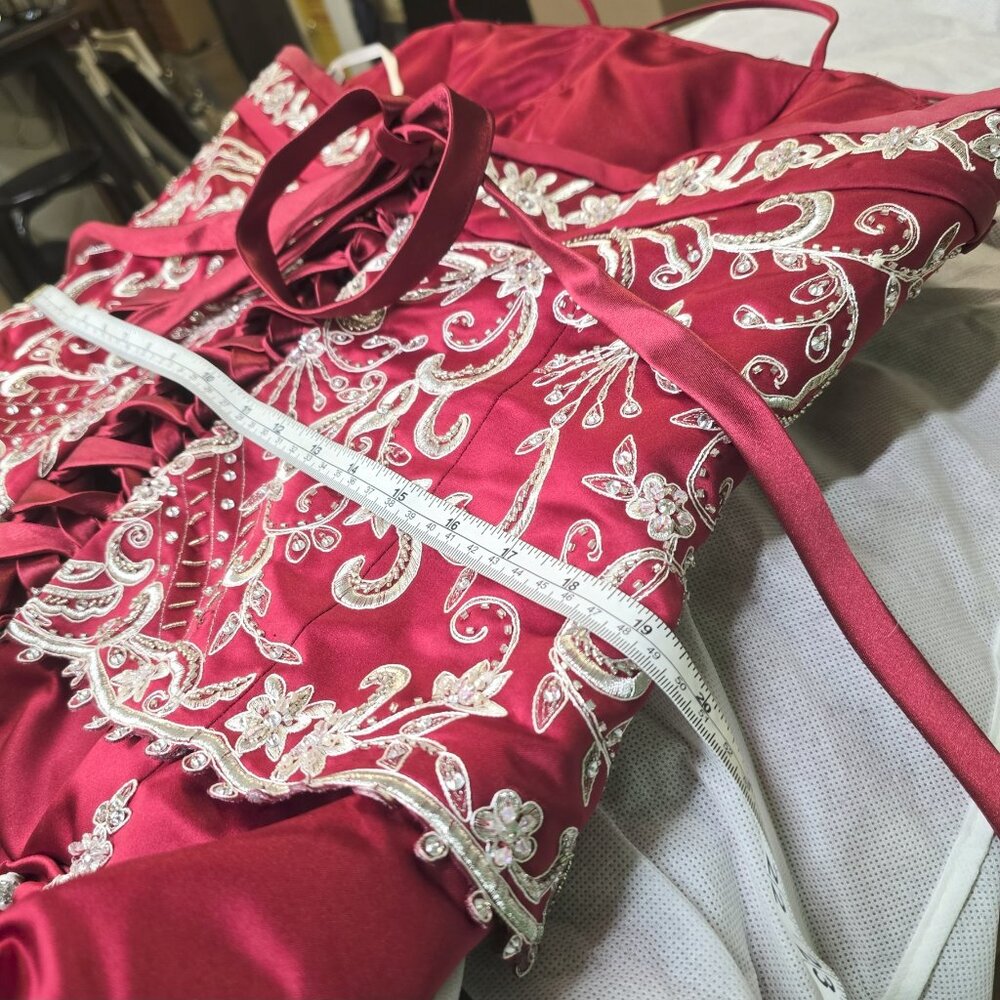 Unforgettable Gown -  plus size, deep wine red + a buttonup train - Picture 8 of 14